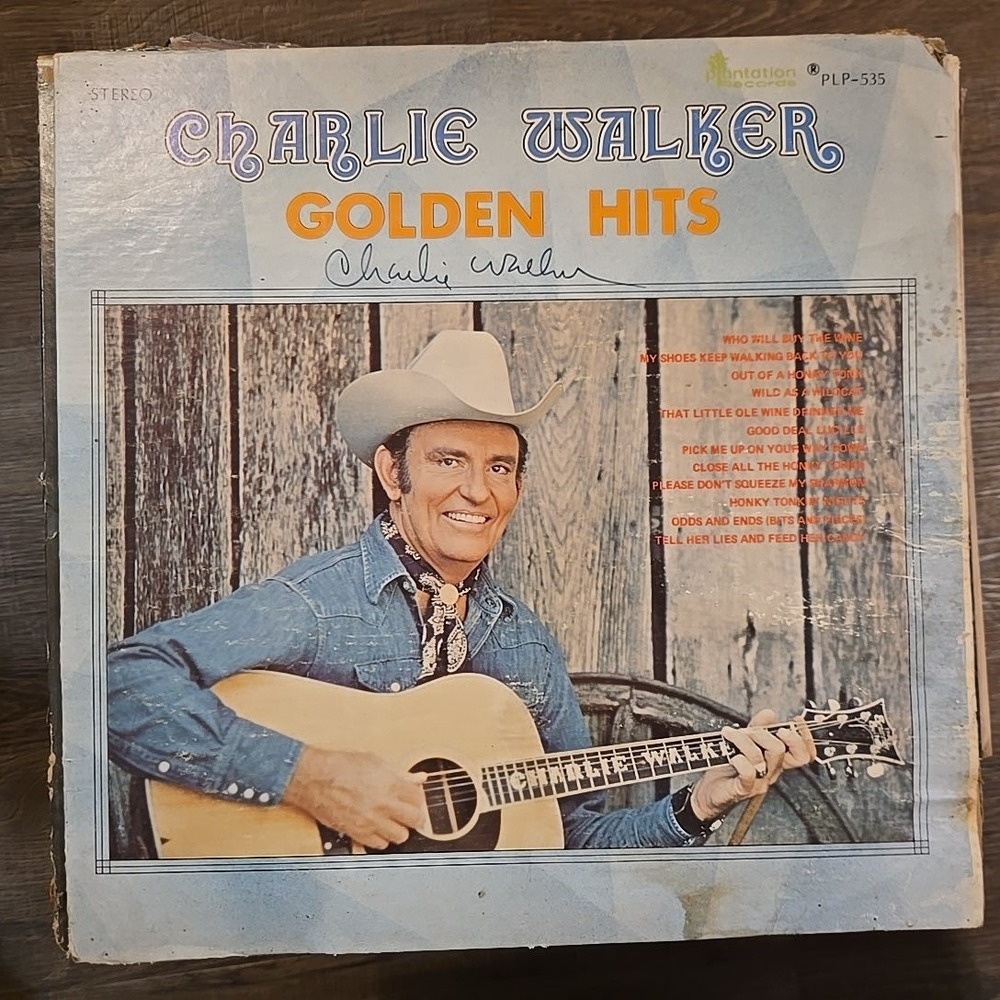 VTG Hand Signed Charlie Walker Golden Hits 12" Vinyl Record Green USA 1978‎ LP